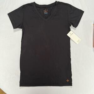 Tommie Copper Womens Vitality T Shirt Short Sleeve V Neck Large Black DIRTY